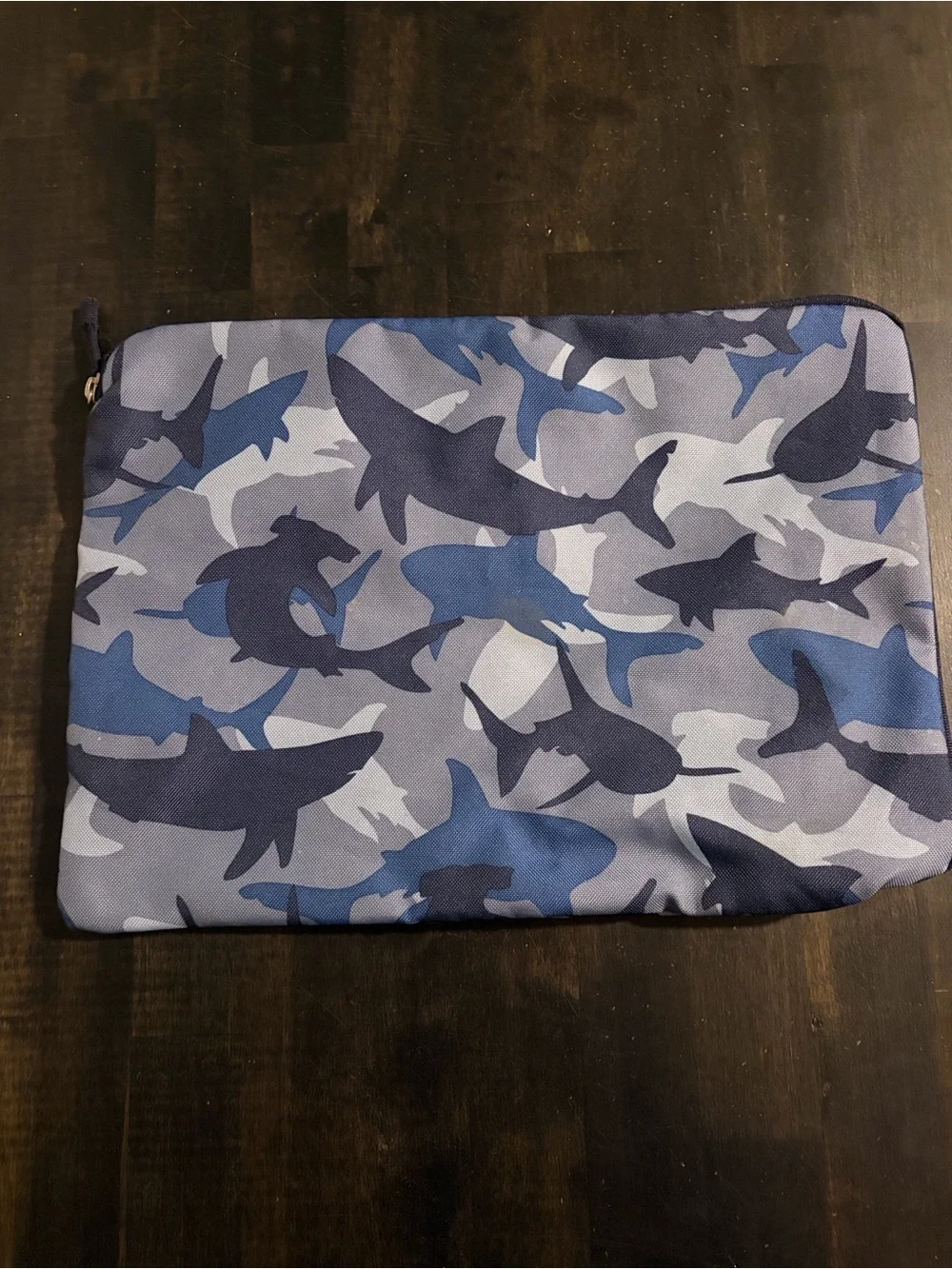 Pottery Barn Kids Gray & Blue Sharks Toiletry Large Zippered Pouch